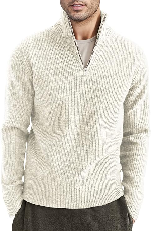 Pull Homme Élégant Italien – Col Zip Décontracté & Chic