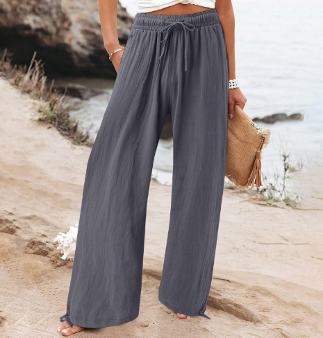 Pantalon lin léger femme beige été