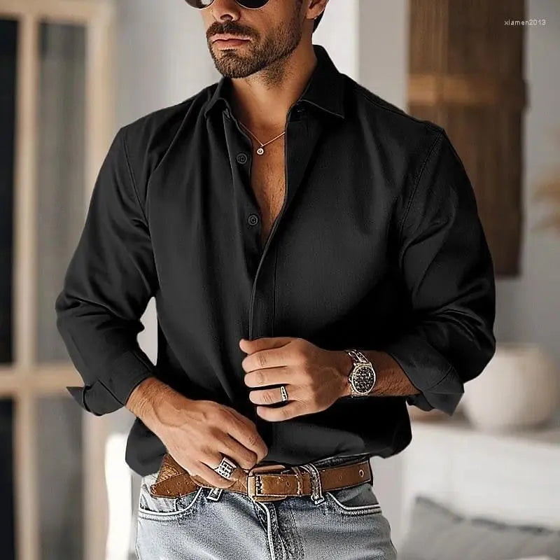 Chemise Homme Élégante Manches Longues pour Soirée