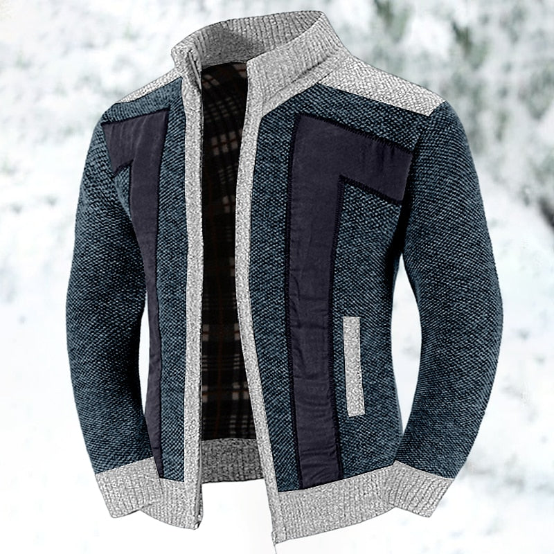 Gilet Zippé Homme Élégant – Doublure Tricotée Chaude et Confortable