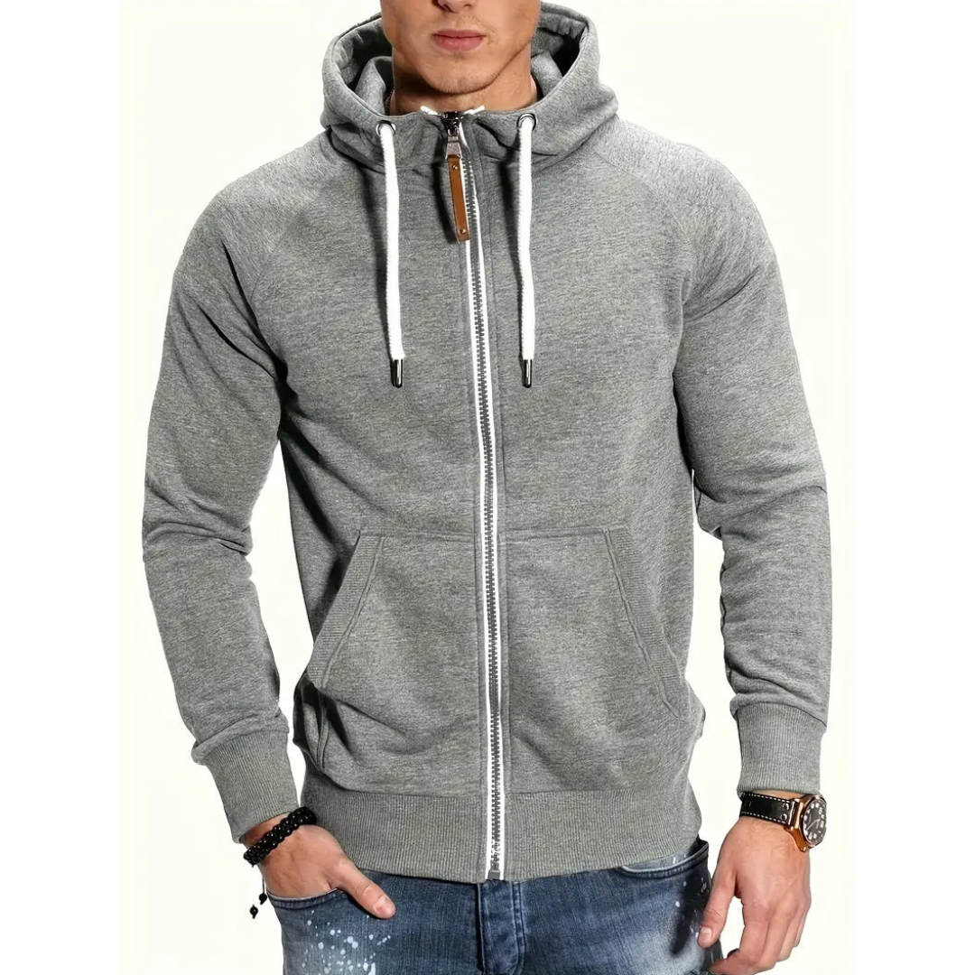 Sweat à capuche coloré zippé manches longues