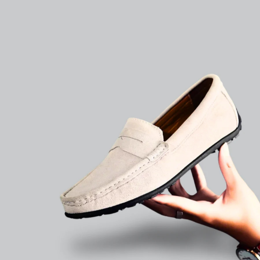 Mocassin cuir marine élégant homme