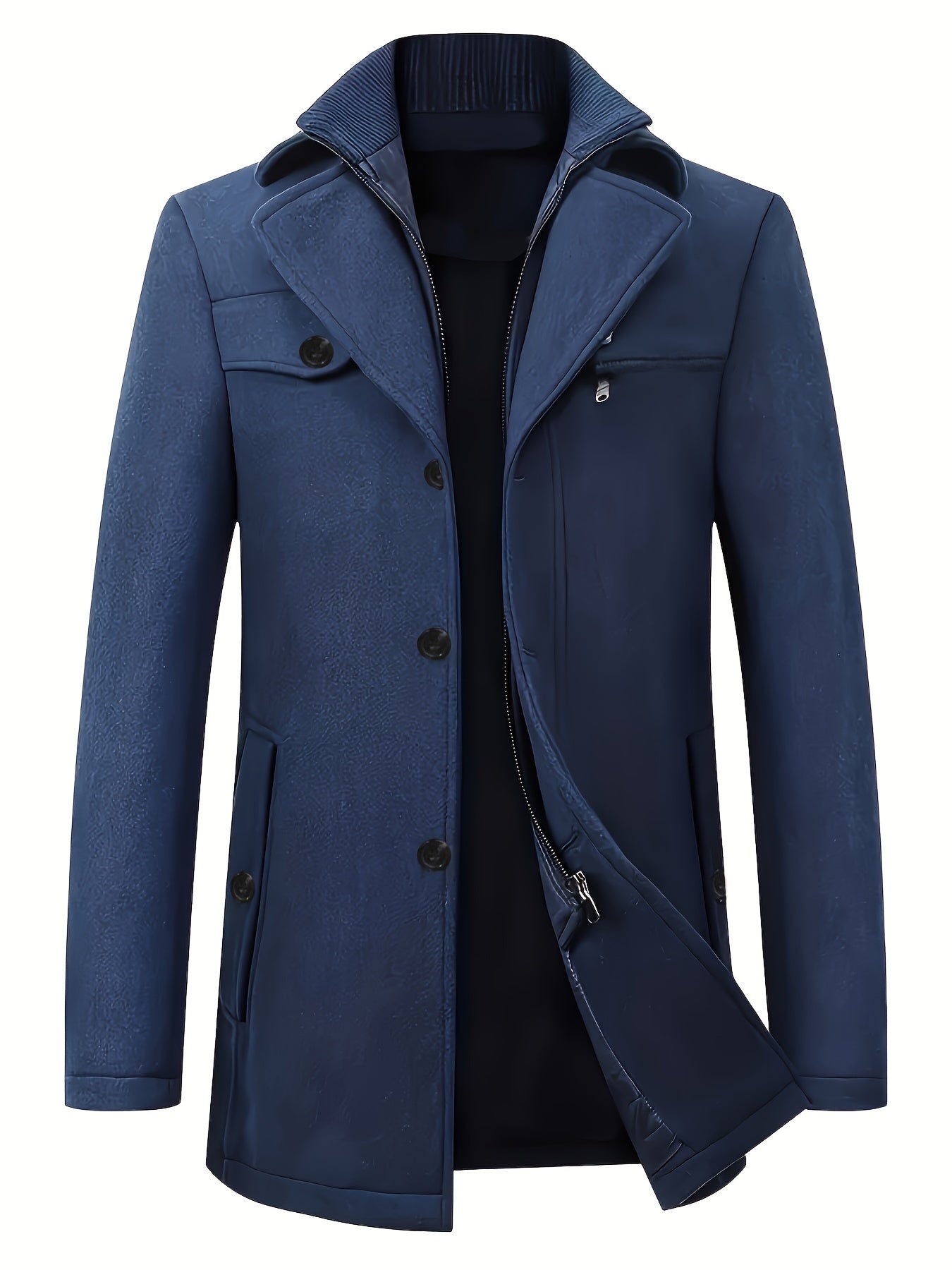 Manteau Hiver Homme Gris Élégant à Col Revers