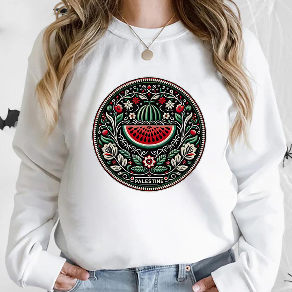 Sweat Féminin Pastèque - Pull Douillet avec Imprimé Fruité et Tissu Plush