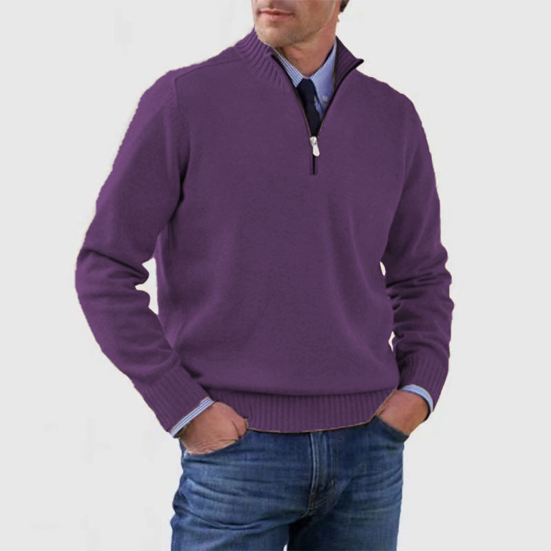 Pull Homme Rouge Doux à Fermeture Éclair