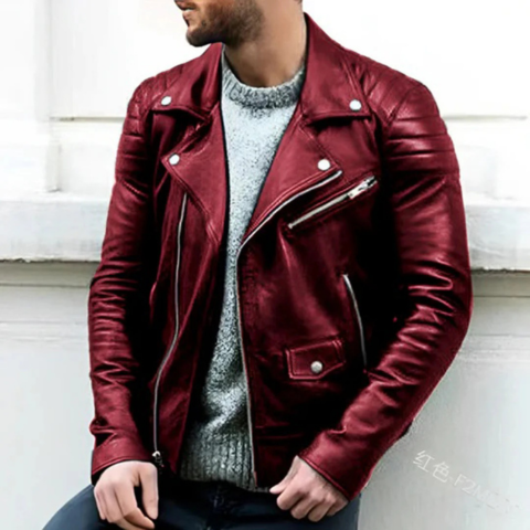 Blouson Cuir Homme Moto Style