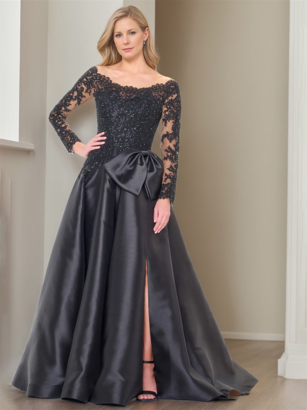 Robe De Soirée Noire Élégante Pour Femme Longue Avec Fente Élevée - luxestyle
