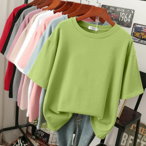 T-shirt femme décontracté en coton doux oversize
