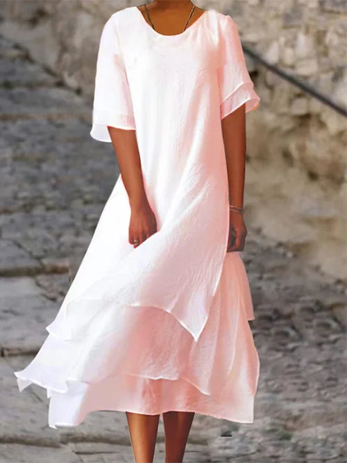 Robe Femme en Coton Épais Douce Longueur Midi
