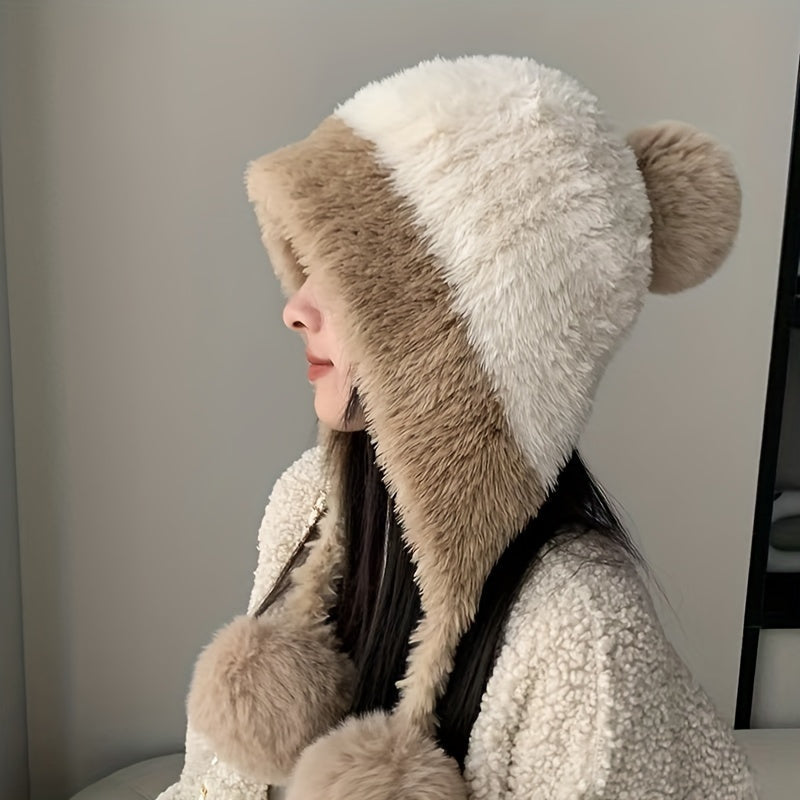 Bonnet Hiver Douillet avec Oreillettes Réglables pour Adulte