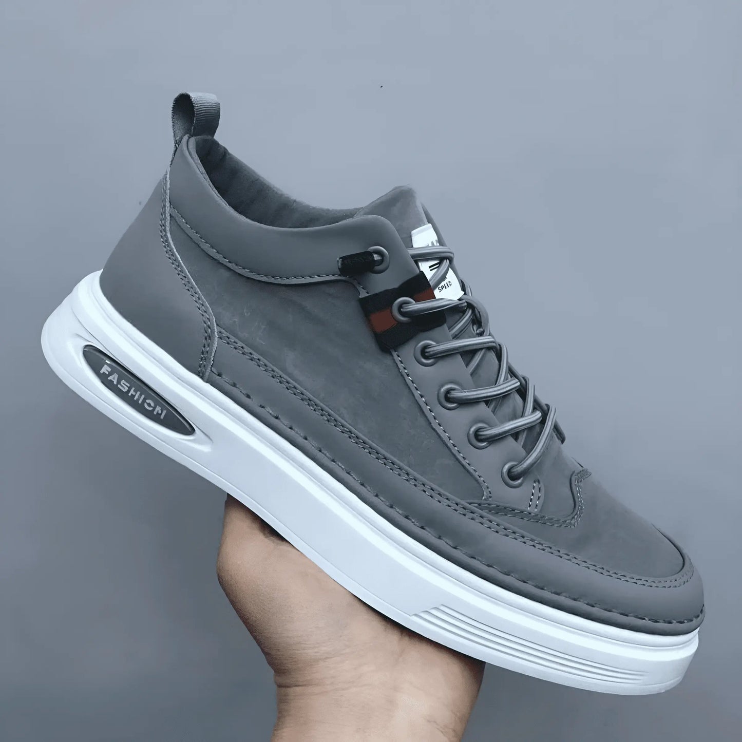 Baskets Homme Cuir Gris Sport