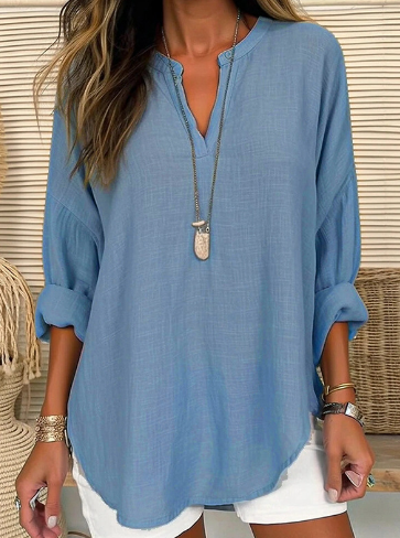 Blouse Féminine Manches Longues Grise Décontractée