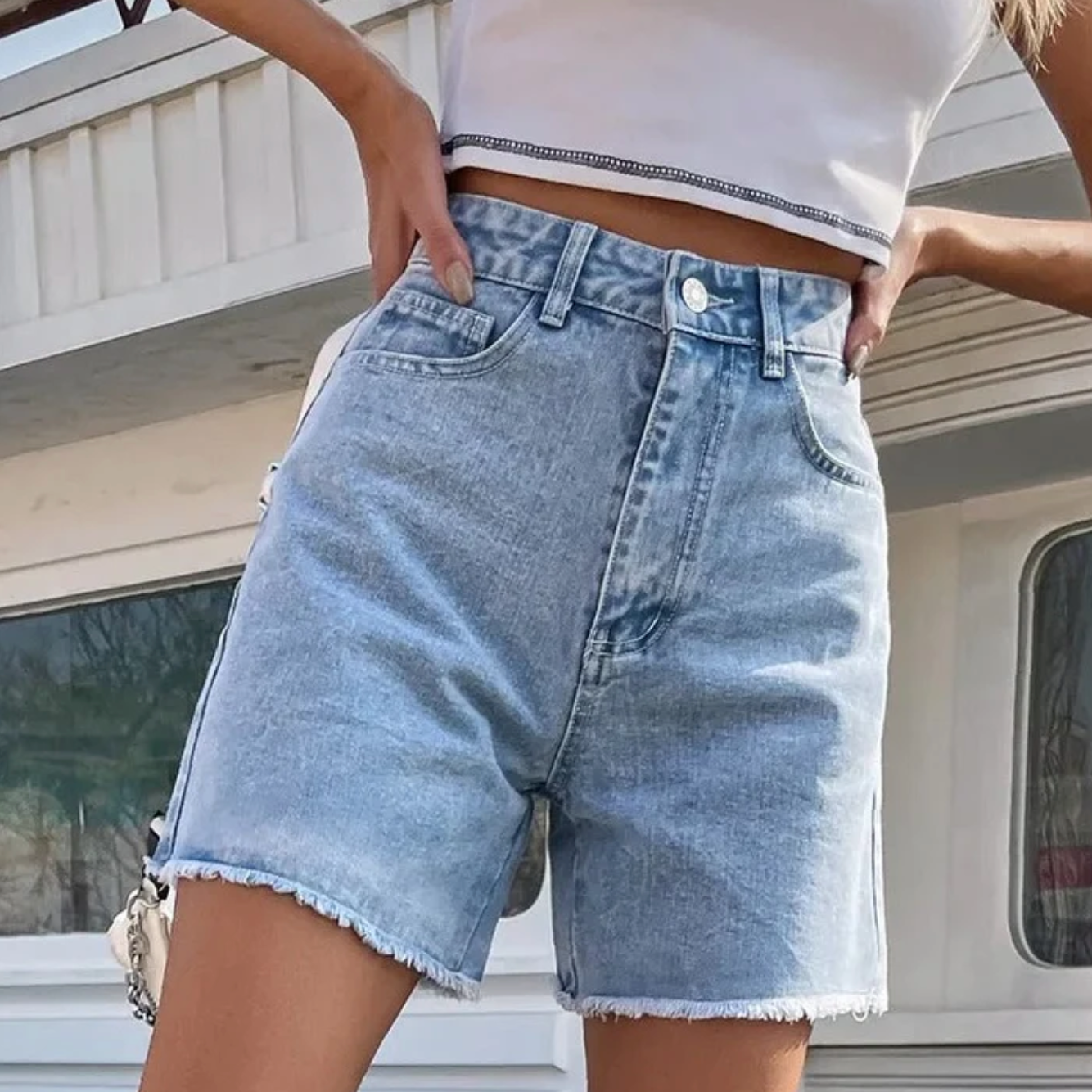 Short Décontracté Taille Haute avec Poche Côté - LuxeStyle