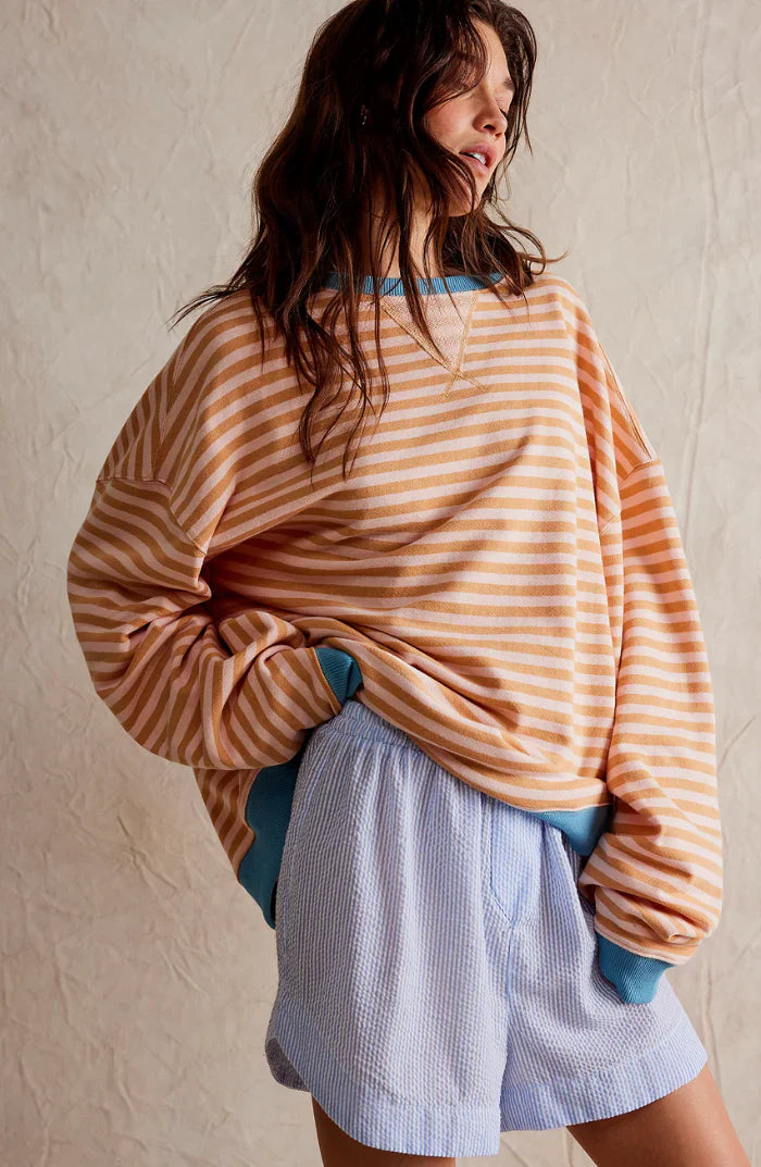 Sweat Décontracté Grande Taille – Rayures Élégantes et Couleurs Vibrantes