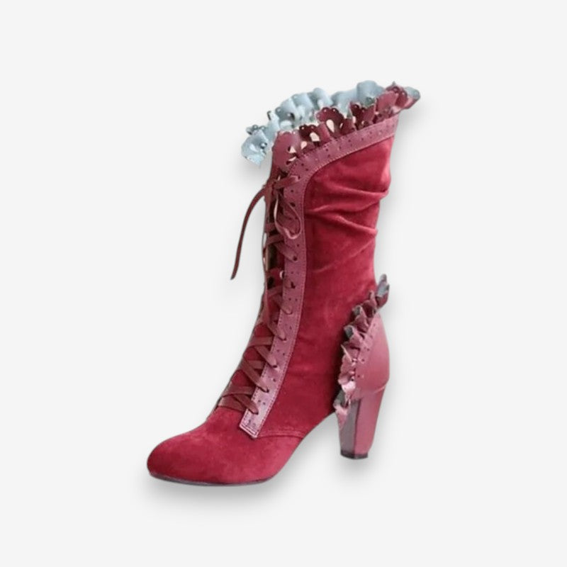 Bottines à Talons Élégantes à Lacets Féminines