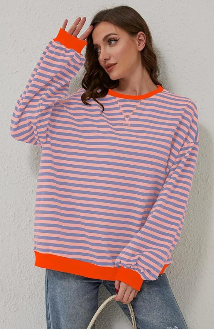 Sweat à rayures marine et blanche femme