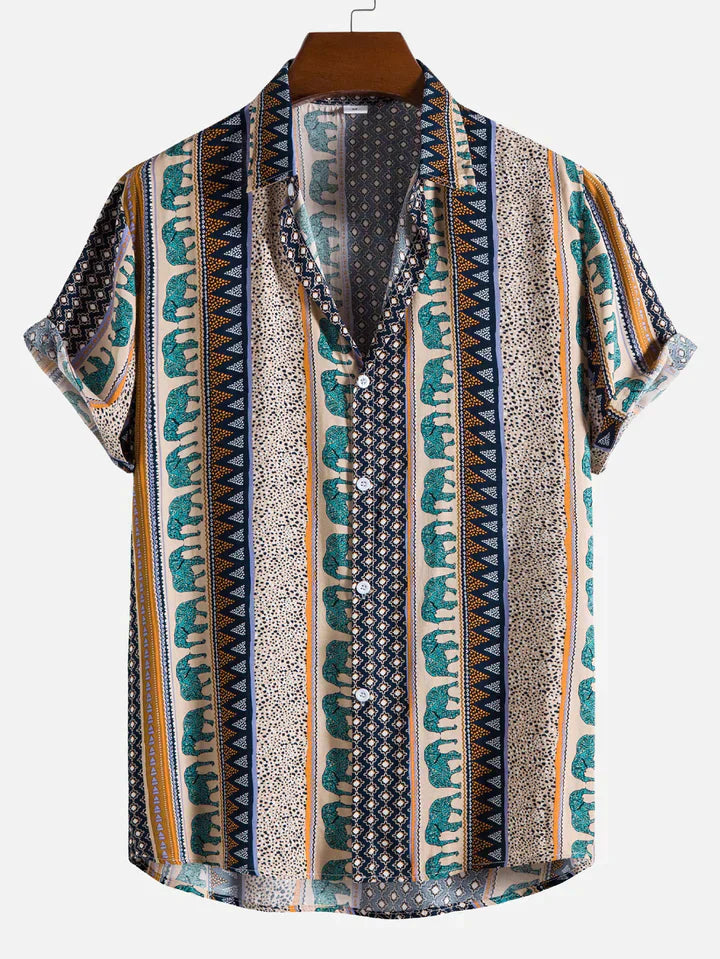 Chemise Estivale à Manches Courtes Éléphant Fashion