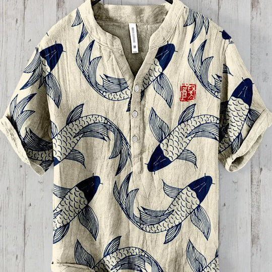 Chemise Homme Relaxe Poissons Boutonnée