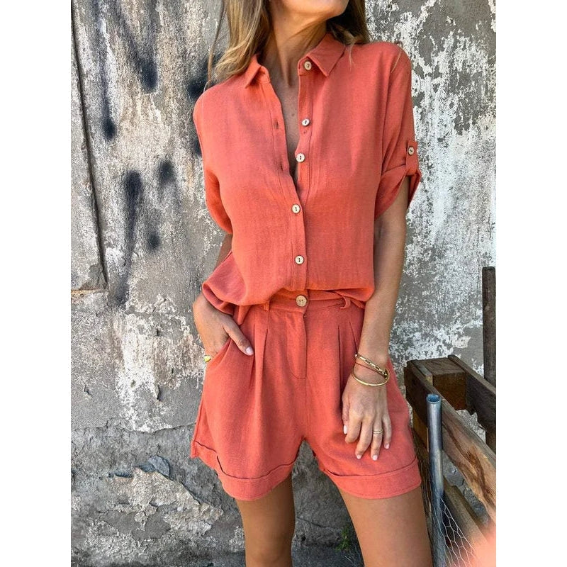 Audrey - Ensemble 2 pièces Chic avec Chemisier et Short Détente
