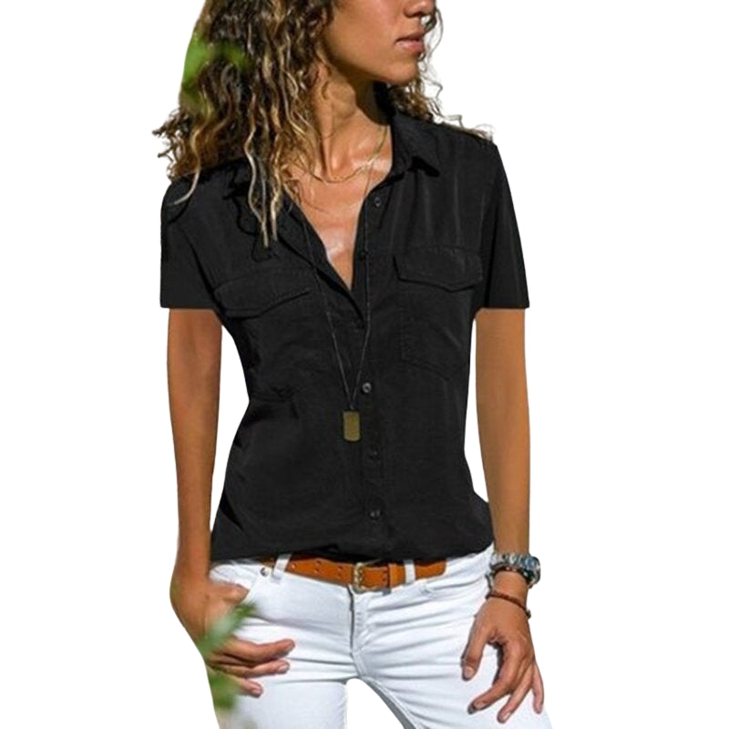 Chemise Femme Classique Été avec Poches