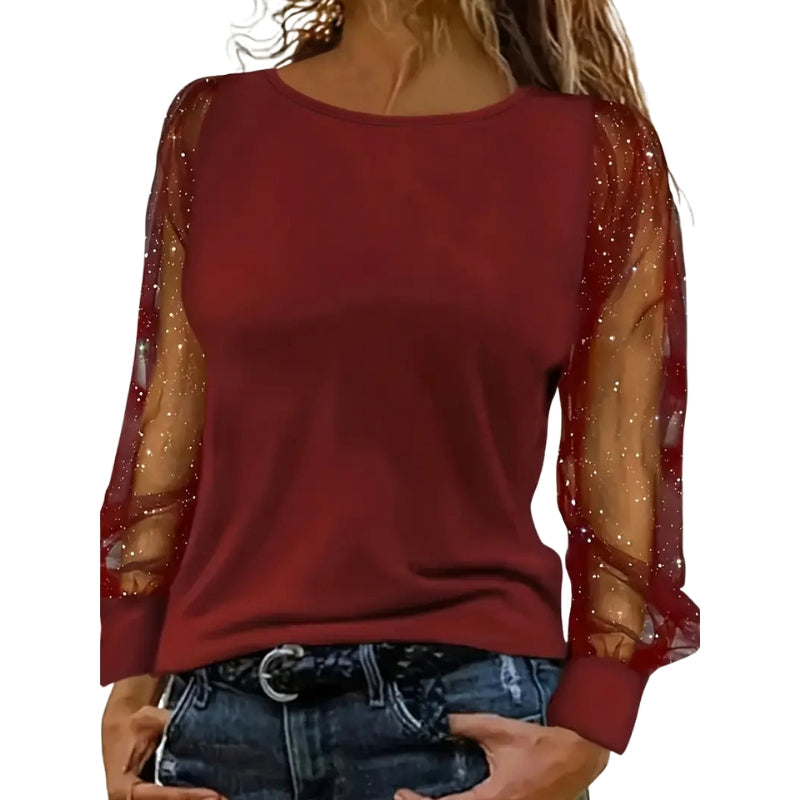 Blouse Élégante Manches Longues Col Rond