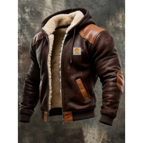 Blouson cuir classique pour homme | Capuche décontractée - LuxeStyle