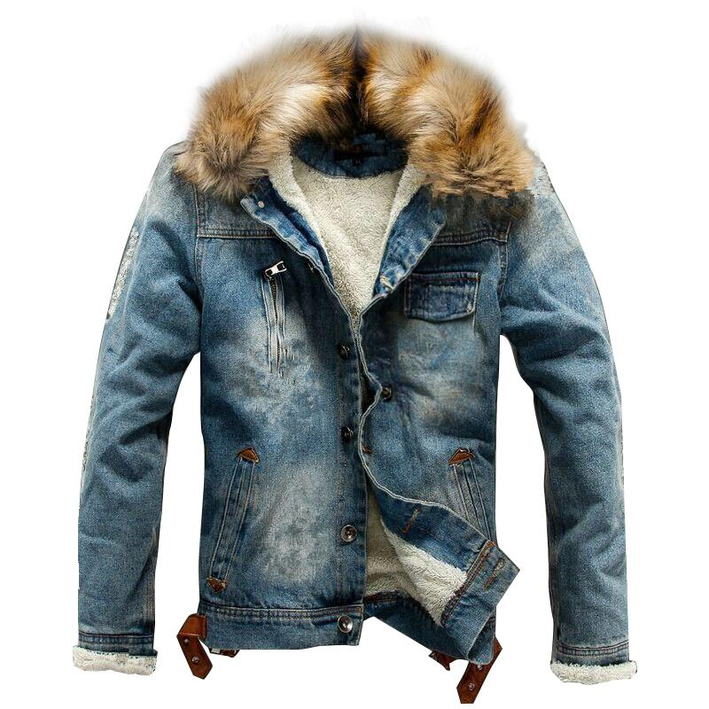 Veste Jean Rétro Col Fourrure Douce