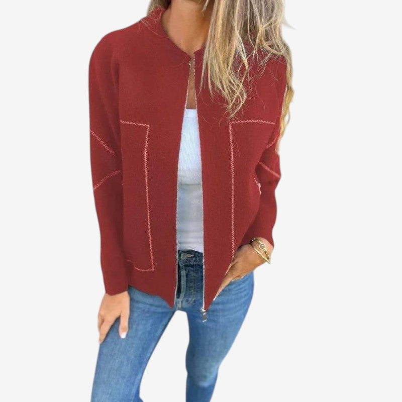 Veste Isabella – Parka zippée Manches Longues Col Rond