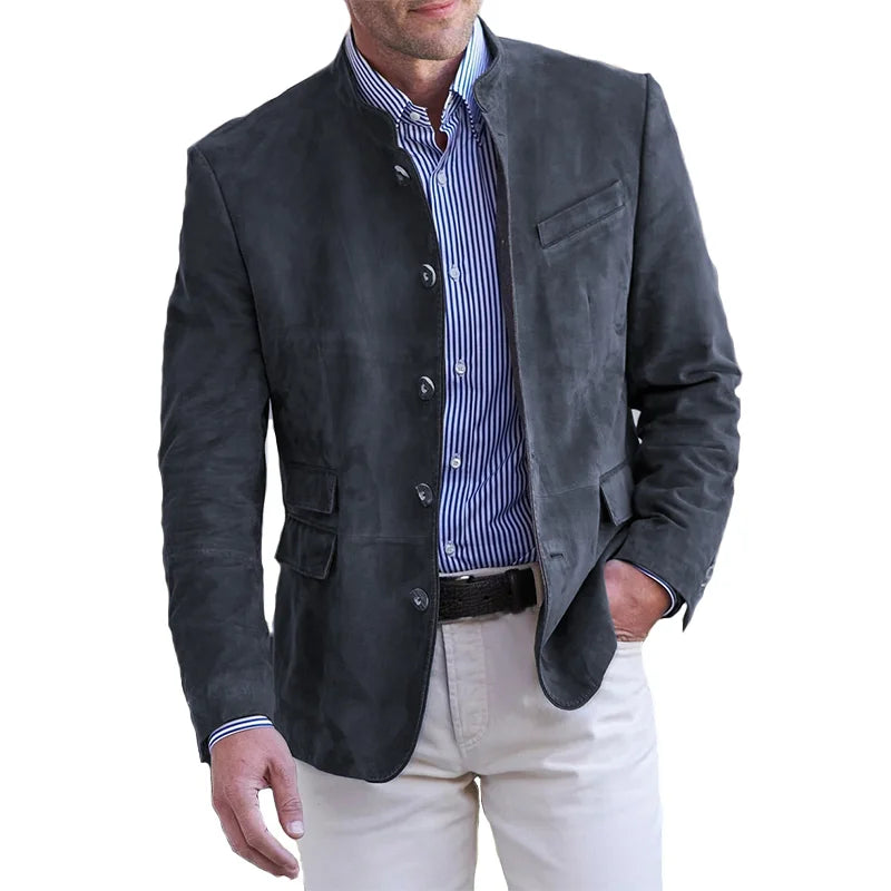 Veste Homme Élégante à Boutons | Col Rond | Mi-Saison Détendue