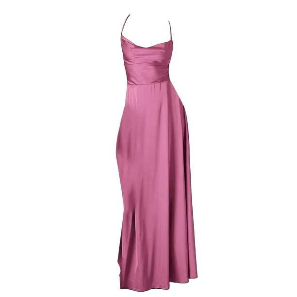 Robe de soirée élégante sans manches femme longue