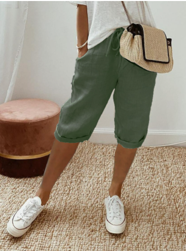 Short Décontracté Beige Femme avec Poches