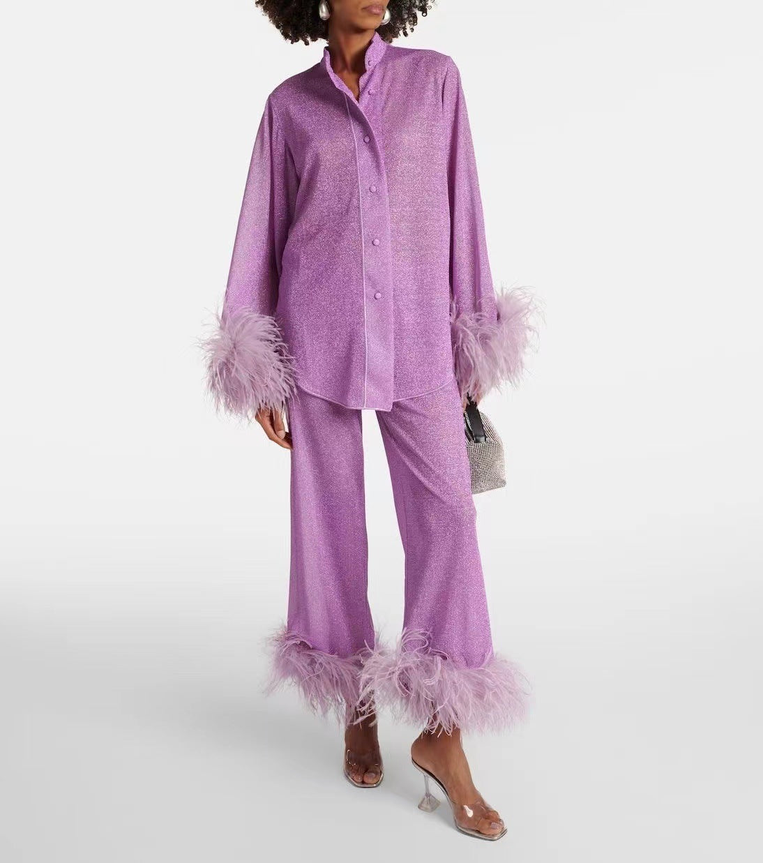 Pyjama Femme Confort 2 Pièces Décor Plumes