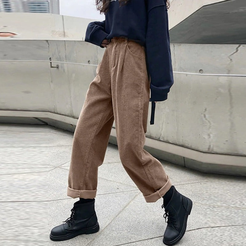 Pantalon Femme Confort Velours Large