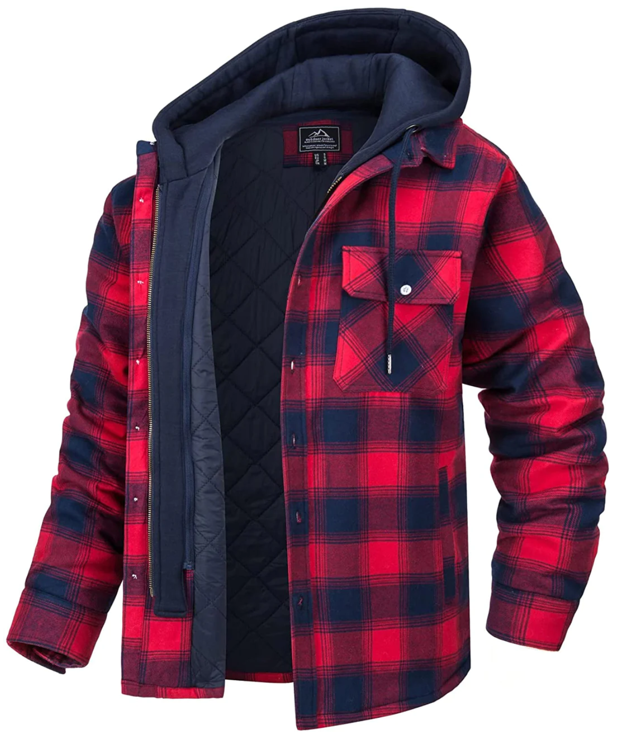 Veste Homme à Carreaux Décontractée avec Capuche et Poches