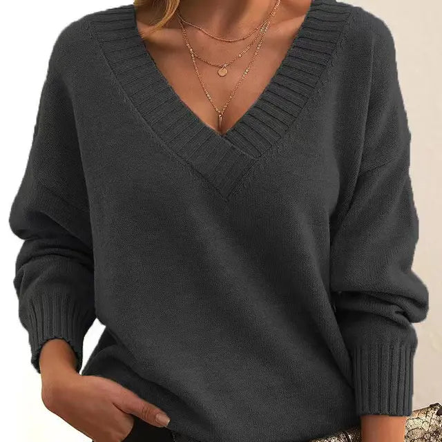 Pull Col V Élégant pour Femme Tout Temps
