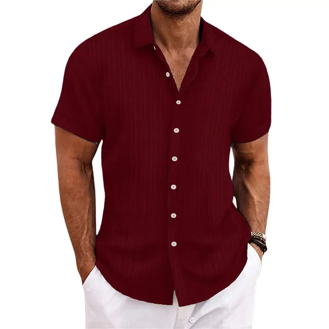 Chemise Homme Marine à Rayures Fines pour Été Décontracté