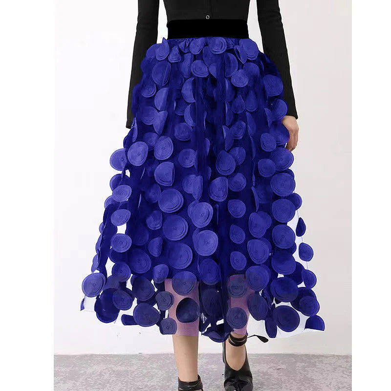 Jupe Fleurie Élégante en Tulle pour Femmes Longue
