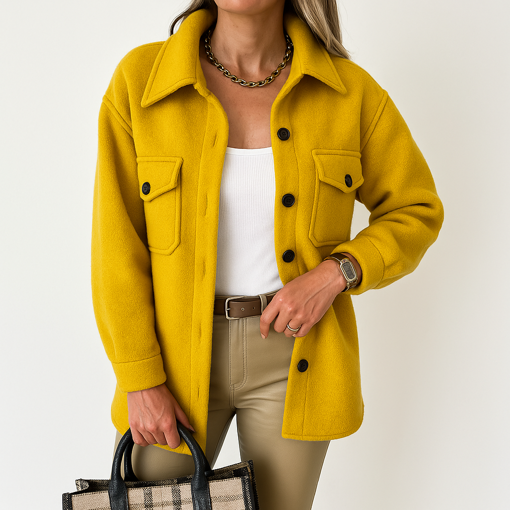 Surchemise Femme Beige Oversize Élégante