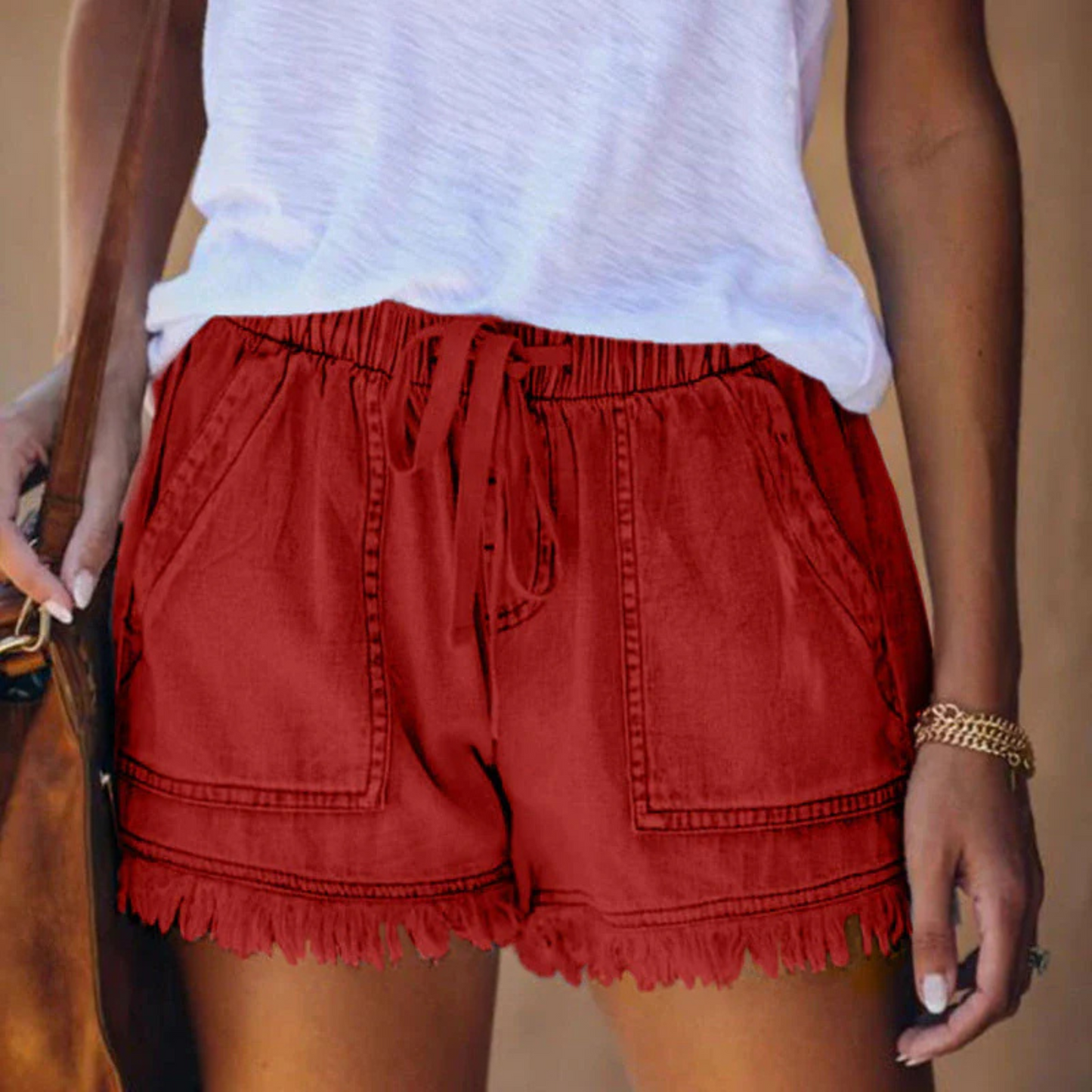 Short Féminin Casual | Tissu Solide Taille Relaxe