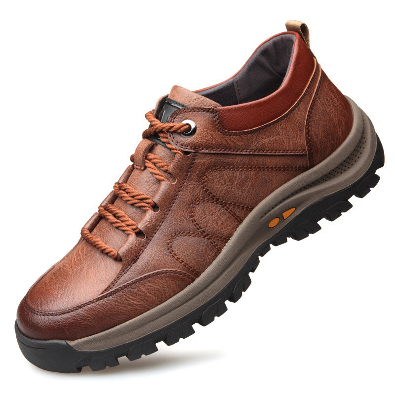 Bottes de marche en cuir brun homme