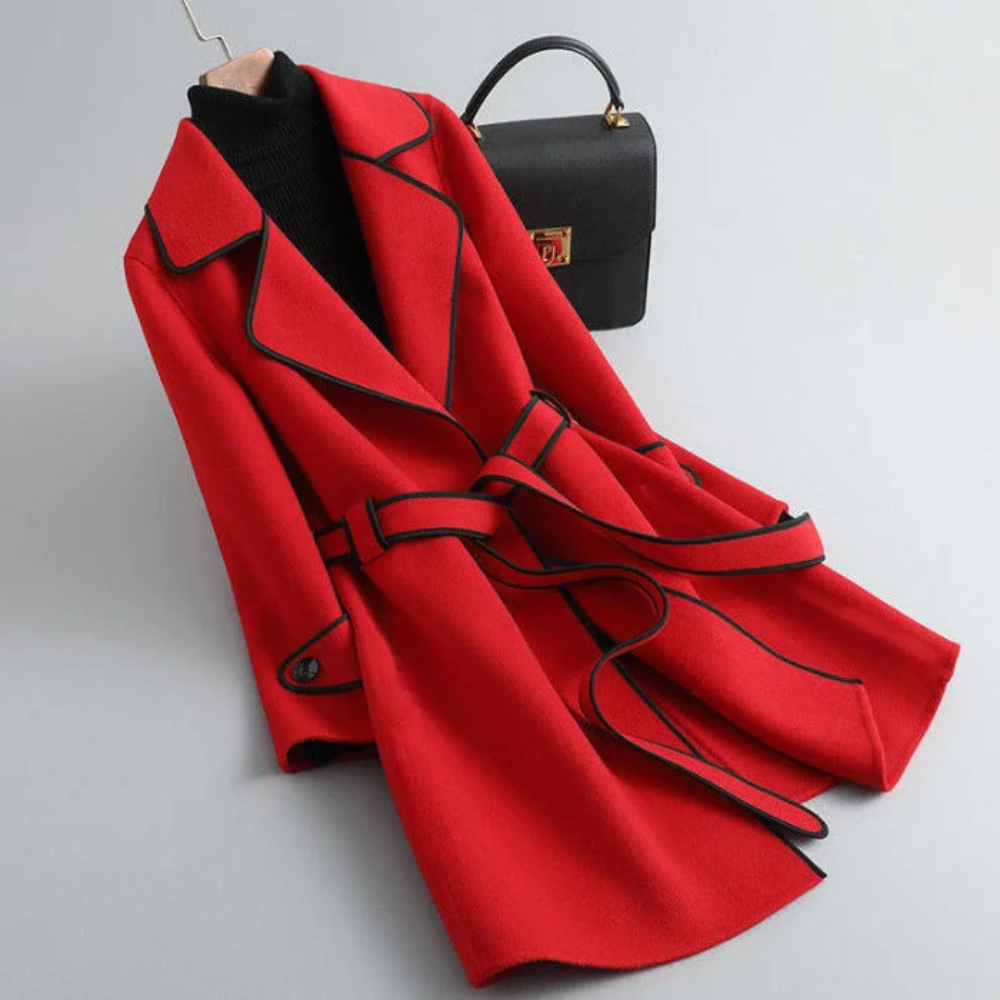 Manteau Femme Chic à Ceinture Élastique