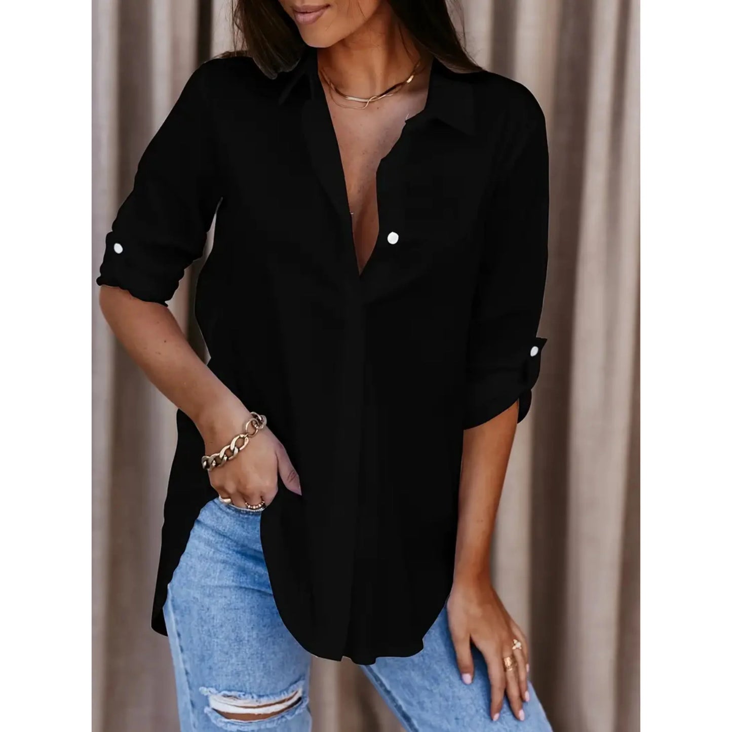 Chemise Féminine Élégante Manches Longues