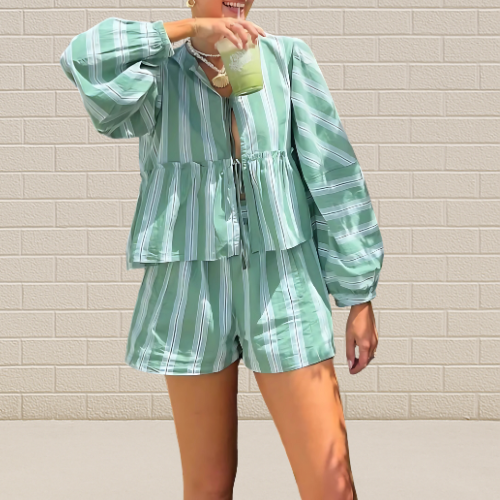 Ensemble Décontracté Été avec Blouse légère et Short Court pour Femme