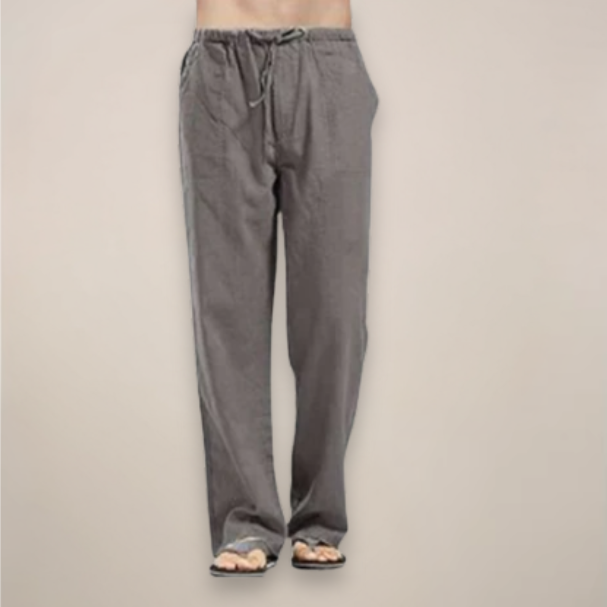 Pantalon Lin Clair Élastique Homme