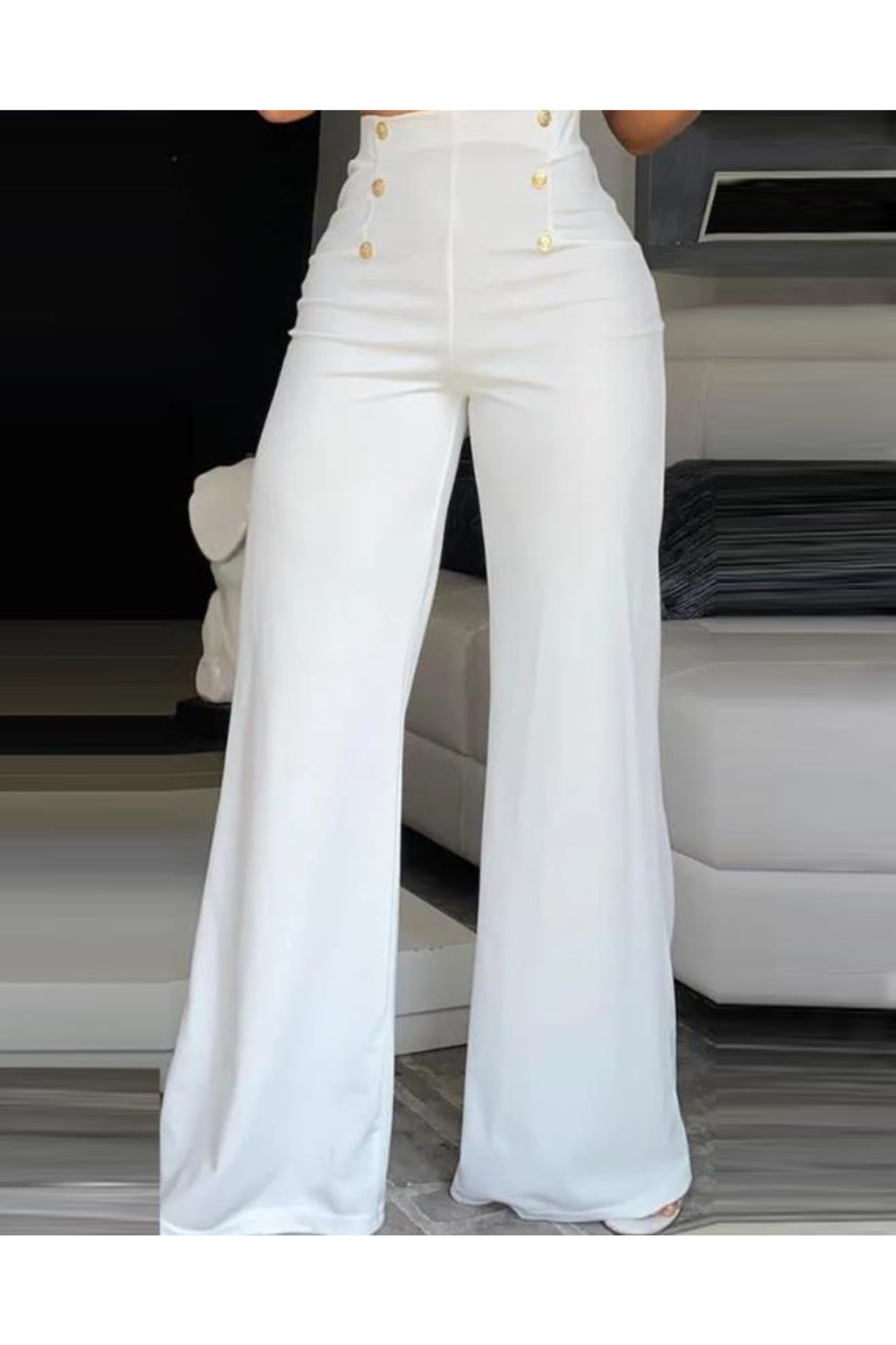 Pantalons Femmes Taille Élégante Jambes Élargies