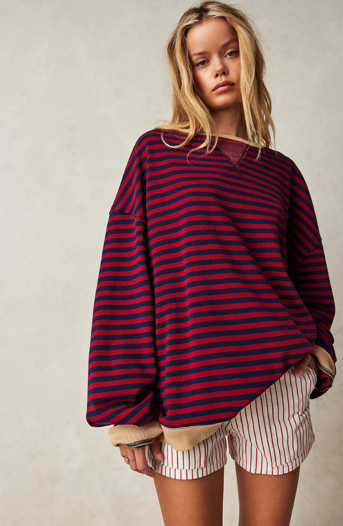 Pull Femme Décontracté – Sweat à Rayures Douillet & Chic