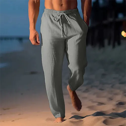 Pantalon Linéaire Blanc Homme Élastiqué