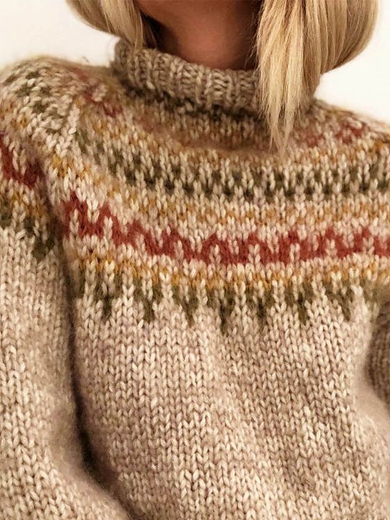 Pull femme nordique chaud hivernal
