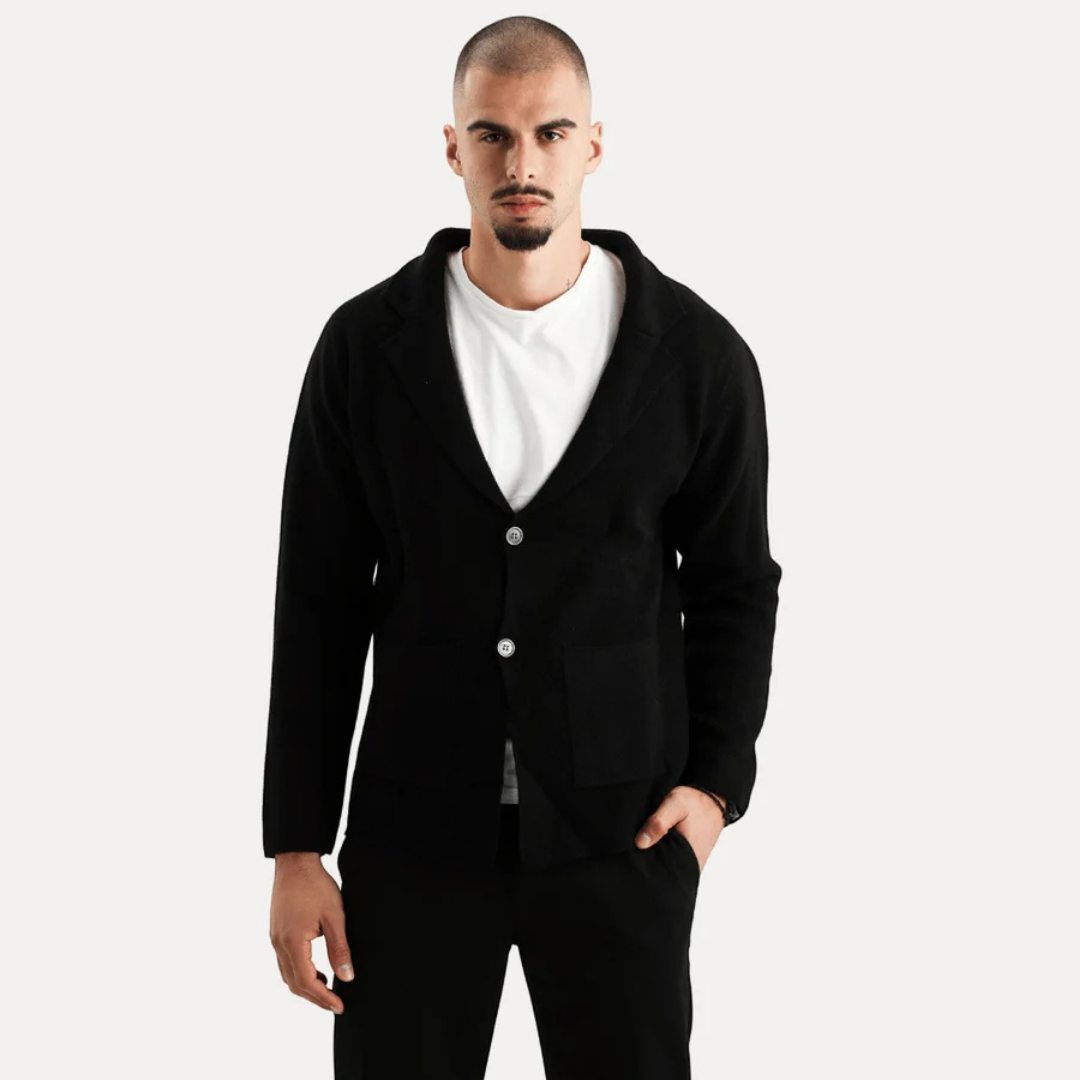 Veste Homme Laine Gris Clair avec Poches et Col Montant