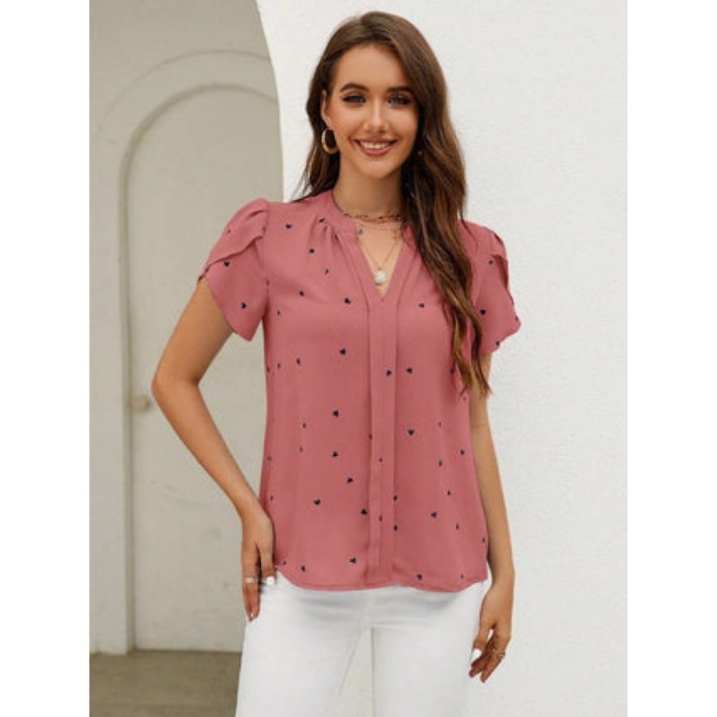 Blouse Élégante Manches Courtes Femmes